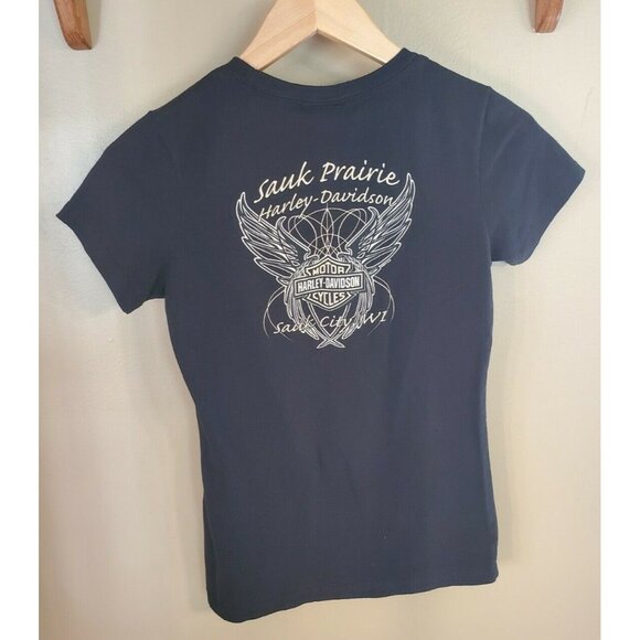 Women's Harley Davidson Black Tie-Die Design T-Shirt, Size S - Picture 2 of 7